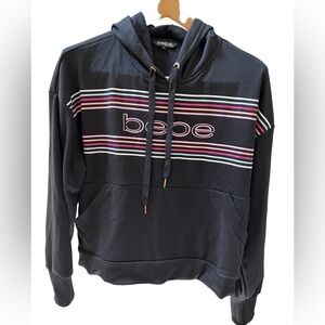 NWT Bebe black hoodie with colorful stripes size L